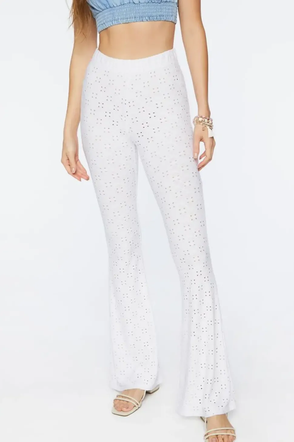 Pointelle High-Rise Flare Pants