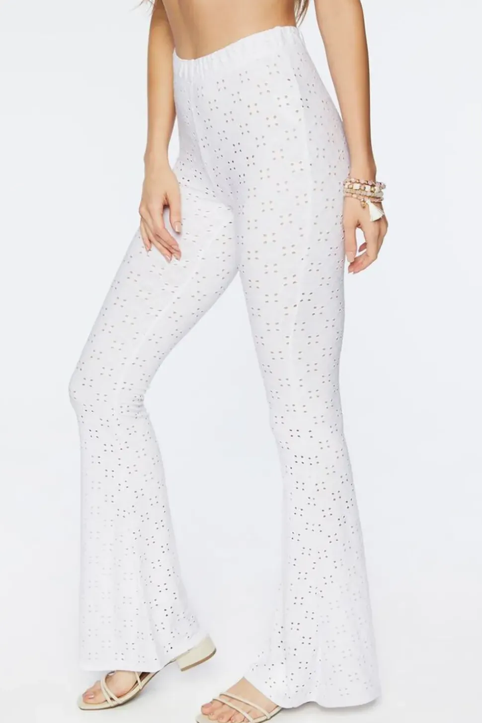 Pointelle High-Rise Flare Pants