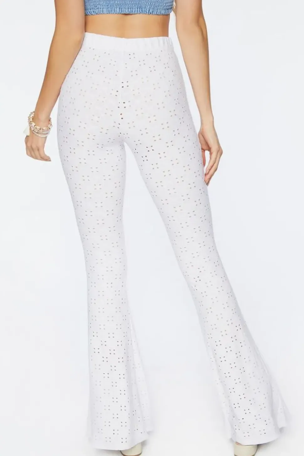 Pointelle High-Rise Flare Pants