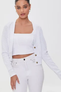 Pointelle Knit Cardigan Sweater