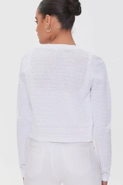 Pointelle Knit Cardigan Sweater