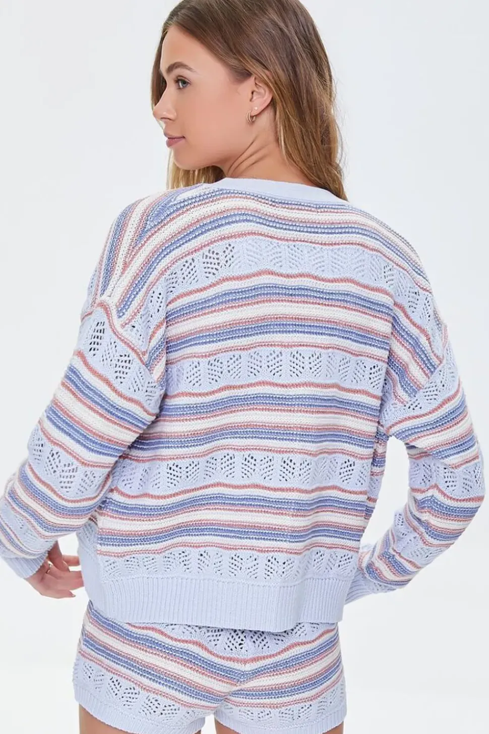 Pointelle Knit Cardigan Sweater