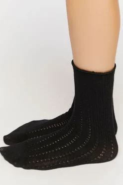 Pointelle Knit Crew Socks