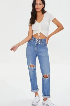 Pointelle Knit Crop Top