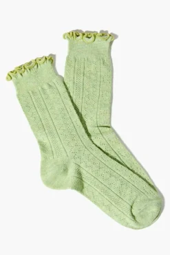 Pointelle Lettuce-Edge Crew Socks