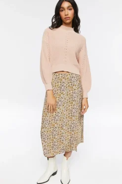 Pointelle Mock Neck Sweater
