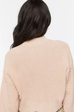 Pointelle Mock Neck Sweater