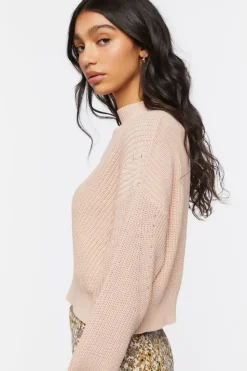Pointelle Mock Neck Sweater
