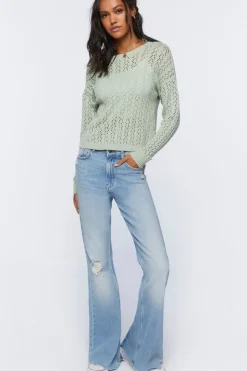 Pointelle Twist-Back Sweater