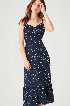 Polka Dot Button-Front Dress