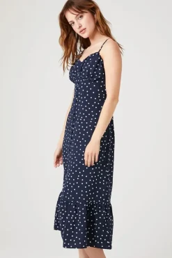 Polka Dot Button-Front Dress