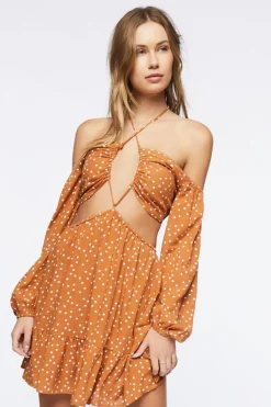 Polka Dot Cutout Mini Dress