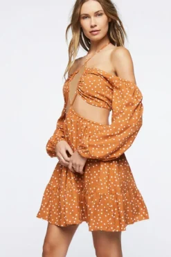 Polka Dot Cutout Mini Dress