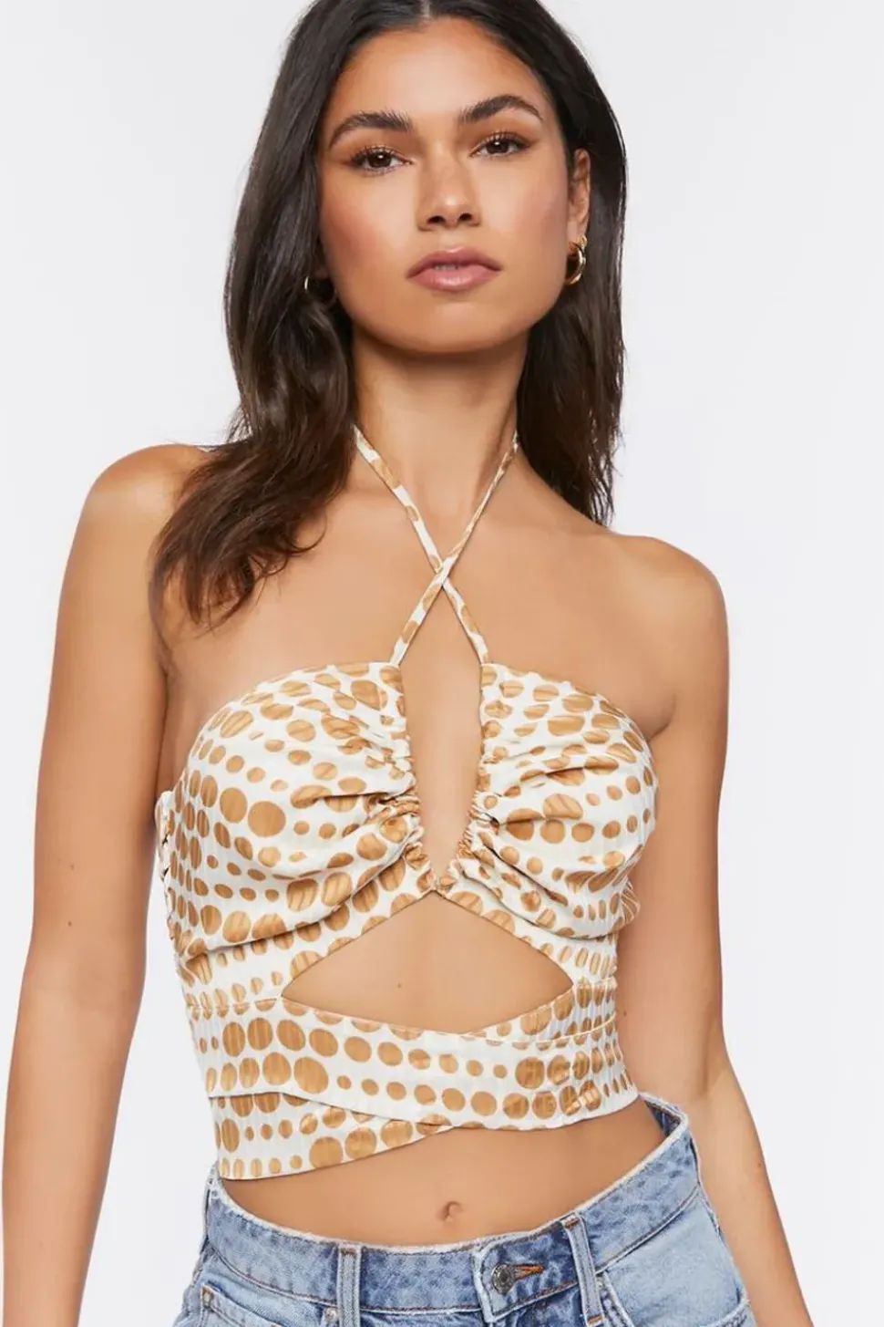 Polka Dot Halter Crop Top