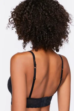 Polka Dot Lace-Trim Mesh Bralette