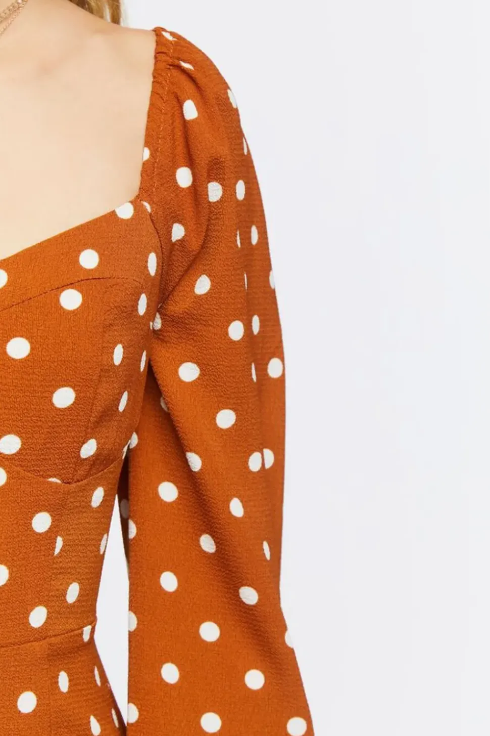 Polka Dot Peasant-Sleeve Midi Dress