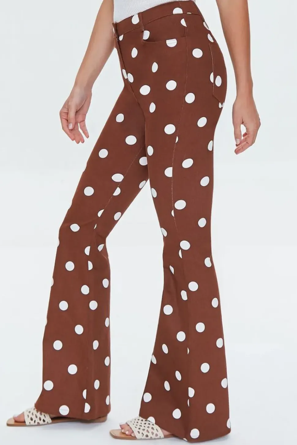 Polka Dot Print Flare Pants