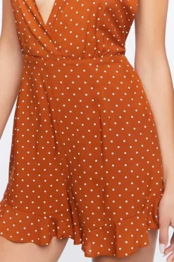 Polka Dot Print Halter Romper