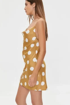 Polka Dot Print Satin Mini Dress