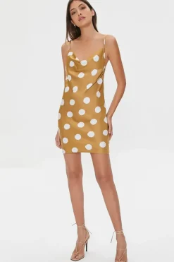 Polka Dot Print Satin Mini Dress