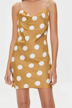 Polka Dot Print Satin Mini Dress