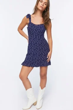 Polka Dot Print Sweetheart Dress