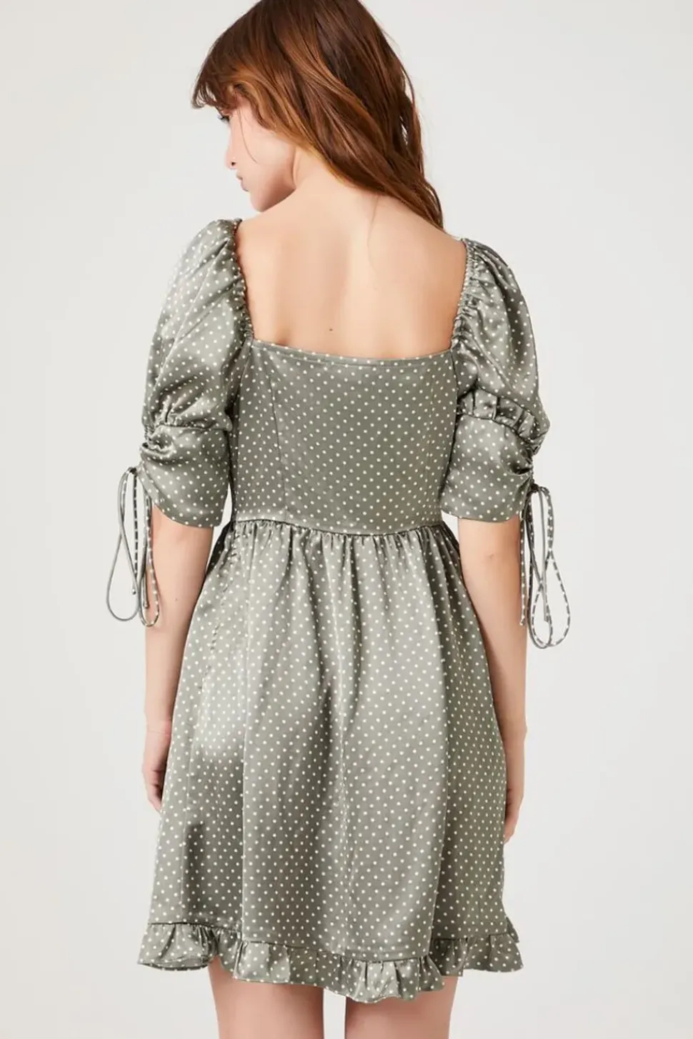 Polka Dot Puff-Sleeve Mini Dress