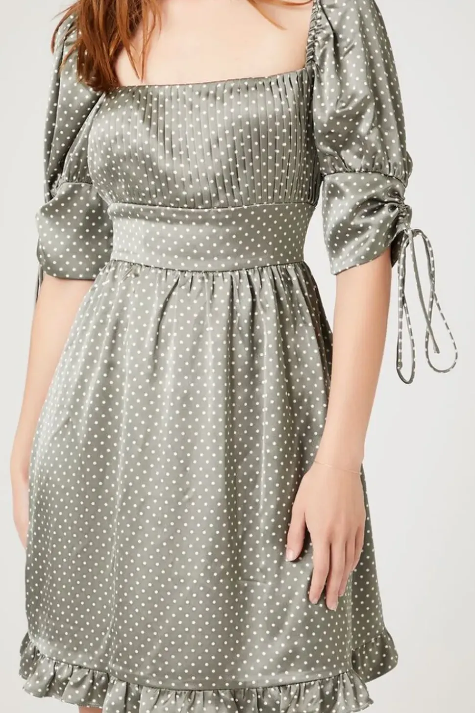 Polka Dot Puff-Sleeve Mini Dress