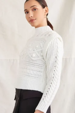 Pom Pom Cable Knit Sweater