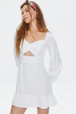 Pom Pom Cutout Mini Dress
