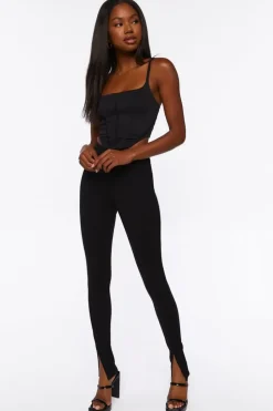 Ponte Split-Hem Skinny Pants
