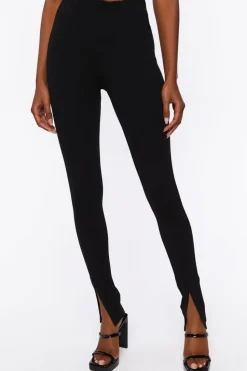 Ponte Split-Hem Skinny Pants