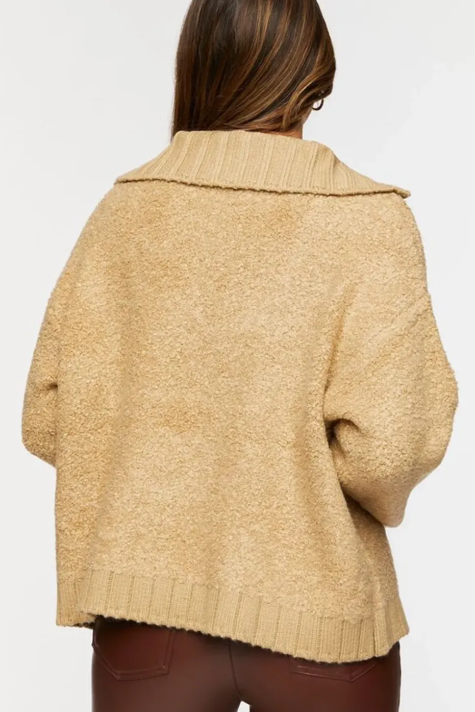 Popcorn Knit Half-Zip Sweater