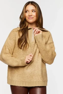 Popcorn Knit Half-Zip Sweater