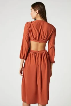 Poplin Cutout Midi Dress