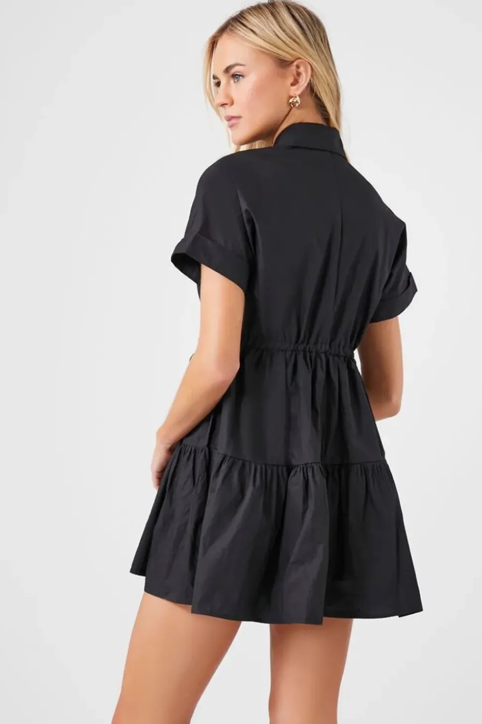 Poplin Drawstring A-Line Mini Dress