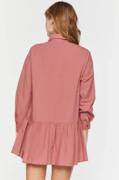 Poplin Drop-Waist Shirt Dress