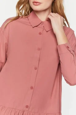 Poplin Drop-Waist Shirt Dress