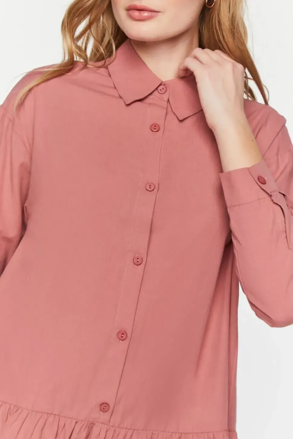 Poplin Drop-Waist Shirt Dress
