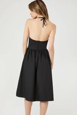Poplin Halter Midi Dress