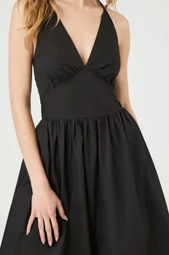 Poplin Halter Midi Dress