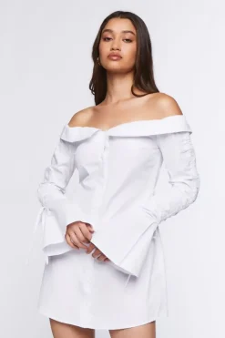 Poplin Off-The-Shoulder Mini Dress