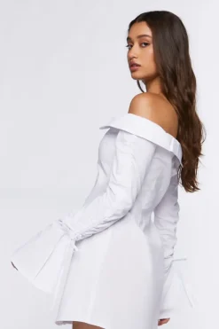 Poplin Off-The-Shoulder Mini Dress