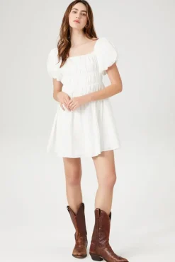 Poplin Peasant Mini Dress