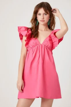 Poplin Ruffled Babydoll Dress