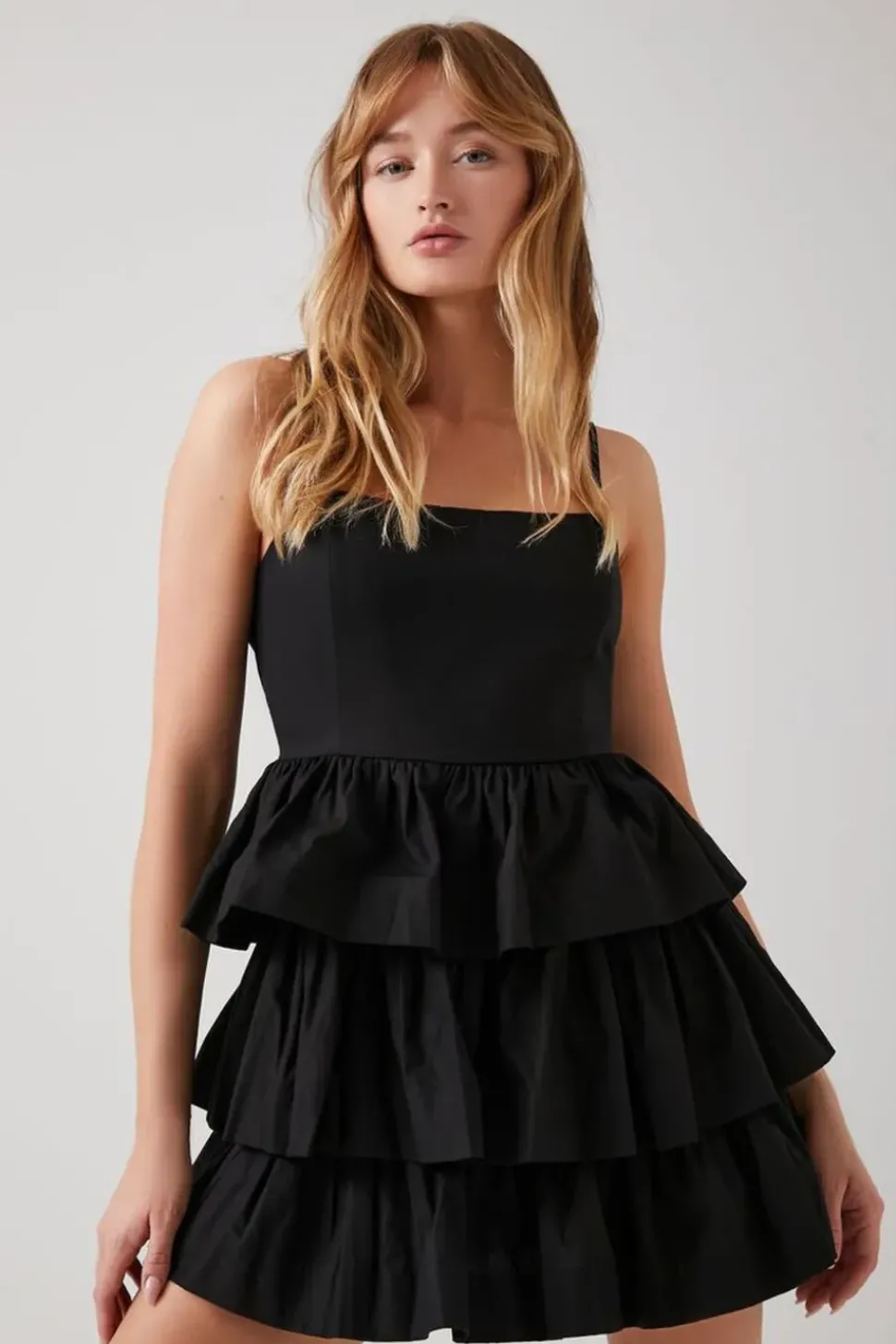 Poplin Ruffle-Tiered Mini Dress
