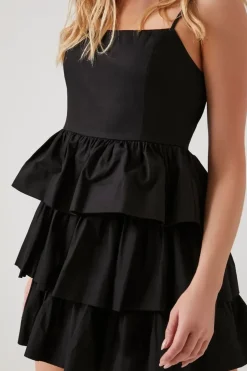 Poplin Ruffle-Tiered Mini Dress