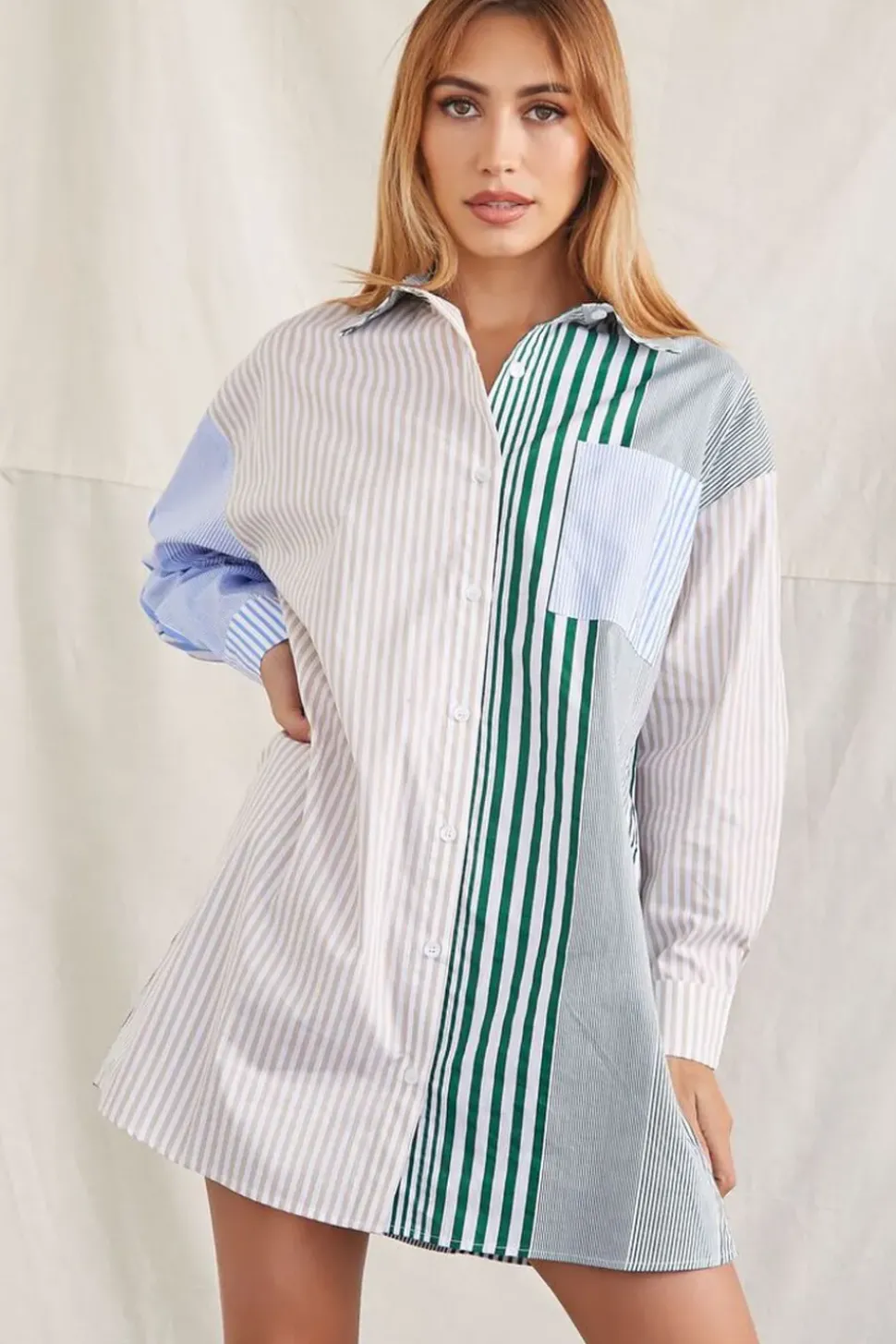 Poplin Striped Shirt Dress