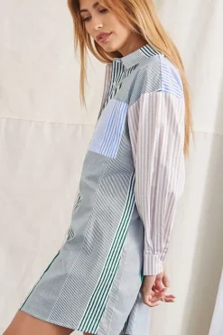 Poplin Striped Shirt Dress