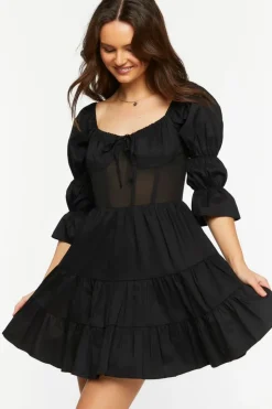 Poplin Tiered Mini Dress